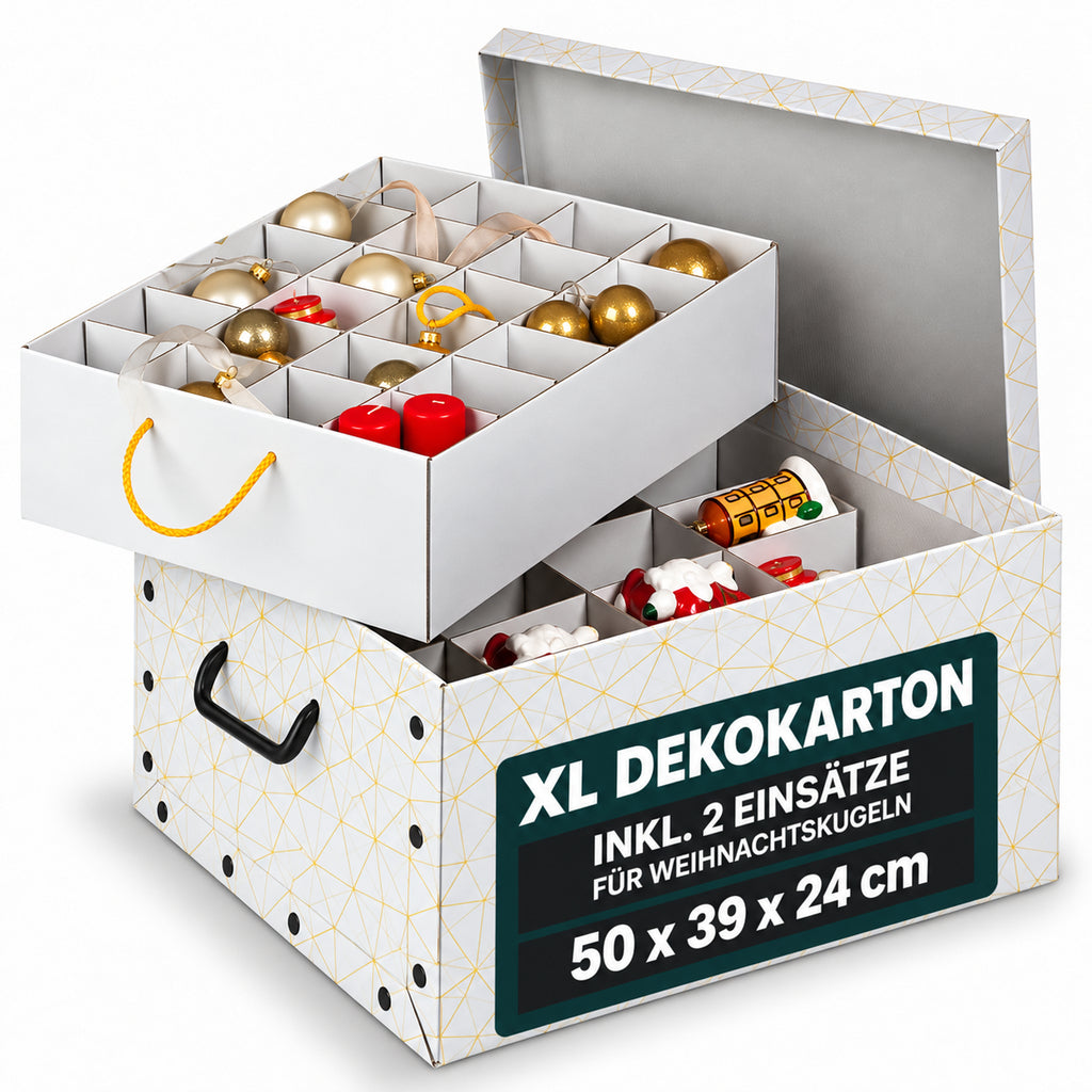 Karton für Christbaumkugeln Dekor: Retro Weiß / Gold – Kreher Technik