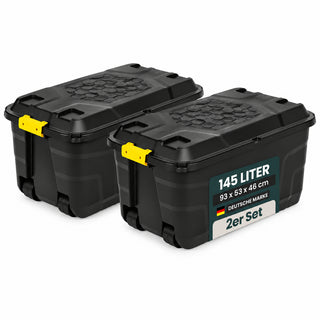 2 x XXL Transportbox "Heavy Duty" mit Deckel - rollbar - 145 Liter Volumen