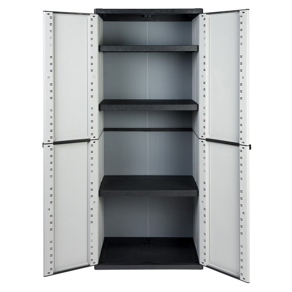 Abschließbar Grau Kreher Kunststoffschrank Noble 171x68x40cm Grau - 3 Böden à 20kg Tragkraft Schrank Mit Böden