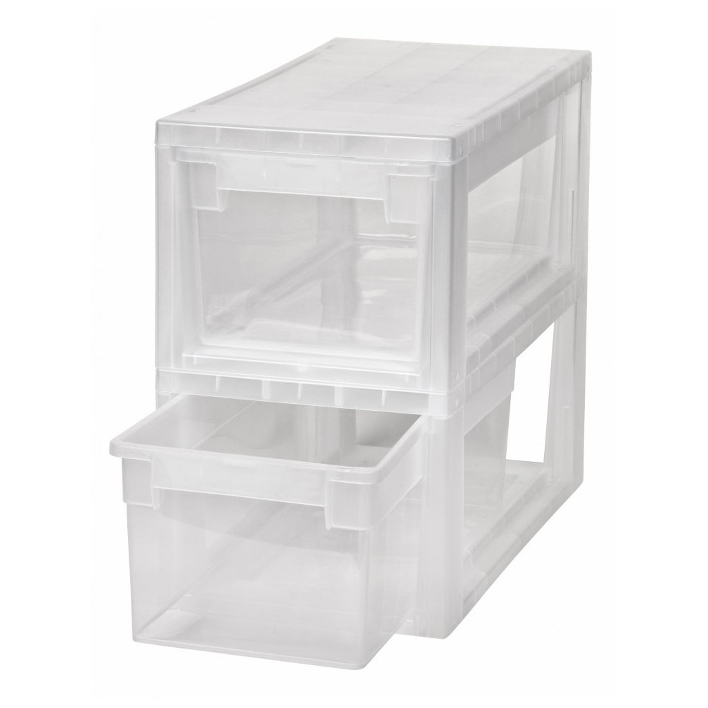 aufbewahrung schubladen kunststoff Set: 2 x Schubladenbox Größe S, Volumen 7 Liter (weiss, transparent) – Kreher Technik