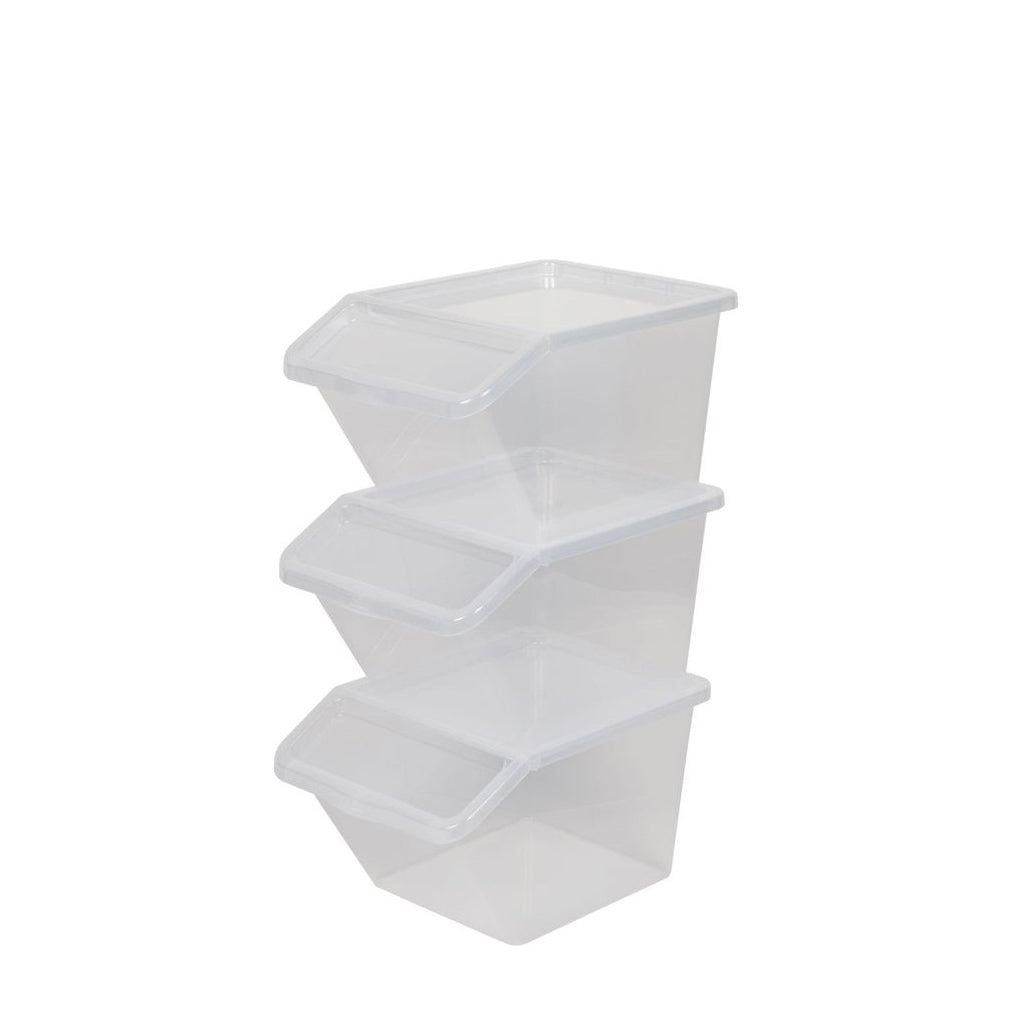 3 x Basic Box 40 Liter Transparent, geteilter Deckel – Kreher Technik