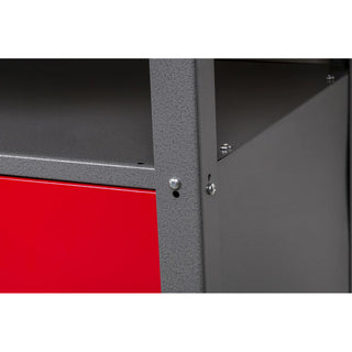 2 x XL Werkbank aus Metall mit 2 Türen in Rot