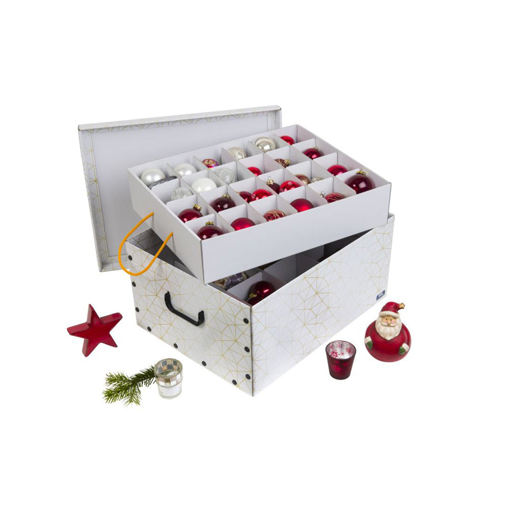 christbaumkugeln aufbewahrung Karton für Christbaumkugeln Dekor: Retro Weiß / Gold – Kreher Technik