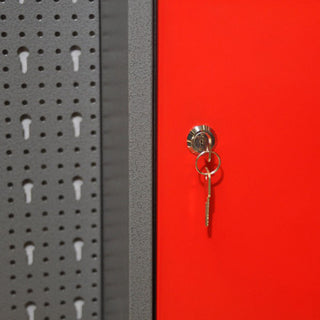 Werkstatt Metallschrank mit 2 abschließbaren Türen, Farbe: Rot