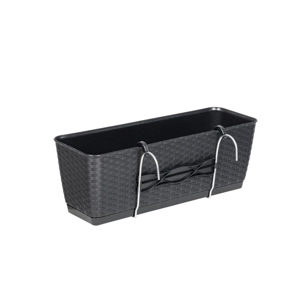 ratolla blumenkasten Set: 4 x Stück Rattan-Balkontopf RATOLLA: 50 cm in Anthrazit – Kreher Technik
