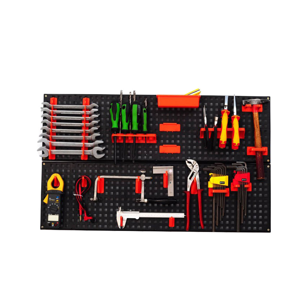 Werkzeuglochwand aus Kunststoff mit 21 teiligem Hakenset, 80 x 48 cm –  Kreher Technik | Lochwände