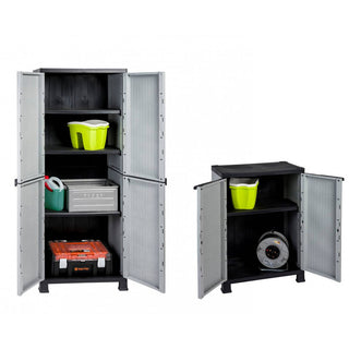 Bundle: MADERA / Kunststoffschrank mit 3 Einlegeböden + Kunststoffschrank mit 1 Einlegeboden