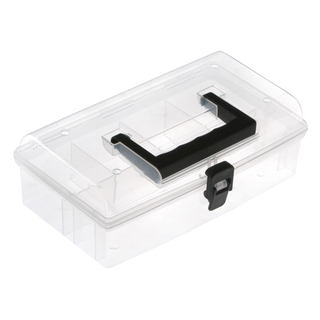 Sammelbox Utensilienbox in Transparent mit 5 festen Unterteilungen und Deckel