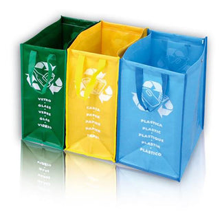 Bundle: ARMADIO Kunststoffschrank mit 1 Einlegeboden und zwei Türen + 3-teilige Recycling-Taschen