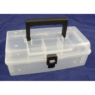 Set: 2 x Sammelbox Utensilienbox in Transparent mit 5 festen Unterteilungen und Deckel