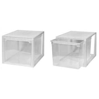 Set: 2 x Schubladenbox 52 Größe XXL, 48 Liter - extra tief und hoch (weiss, transparent)